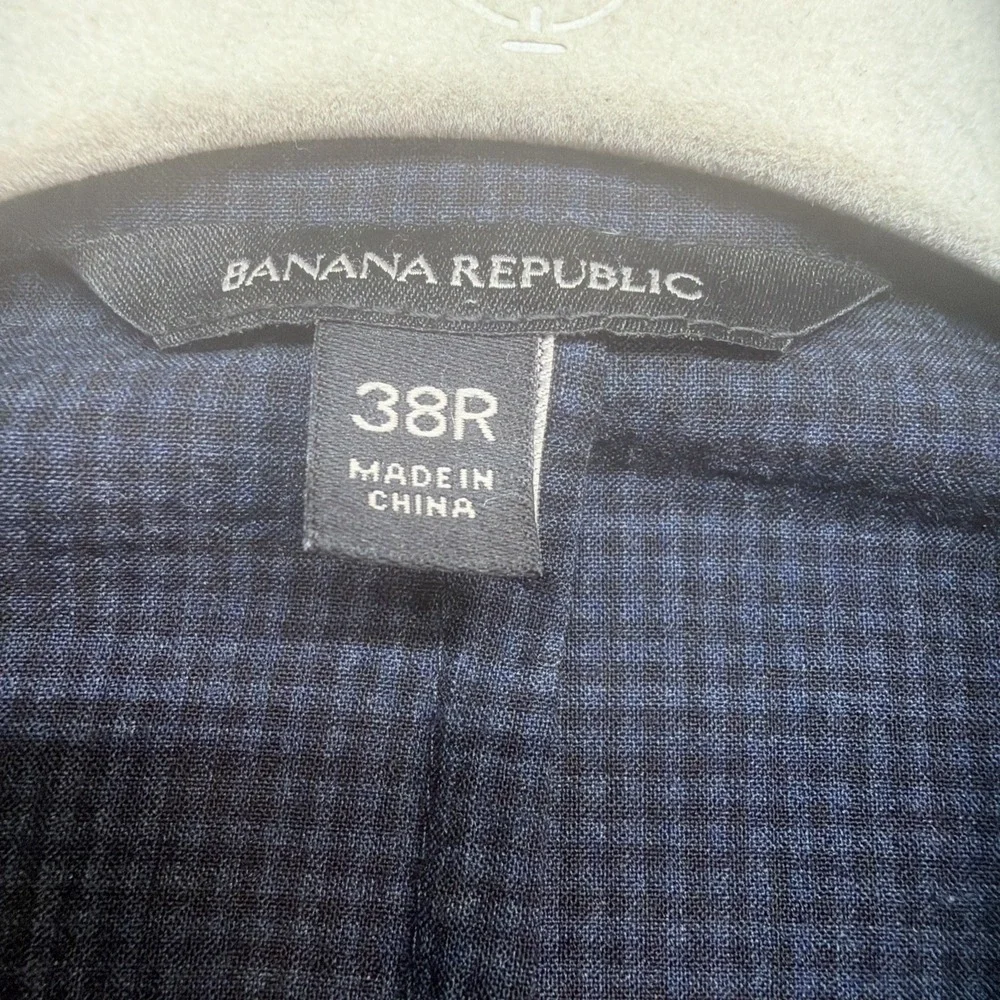 Banana Republic 38R Blazer Blue Check Wool Blend CR+ Performance‎